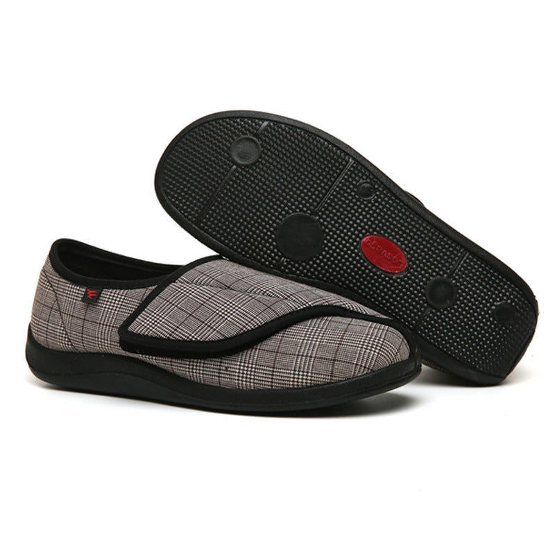 Wide Width Fashion Diabetic Flats with Adjustable Velcro for Swollen Wide Feet Cuzcare